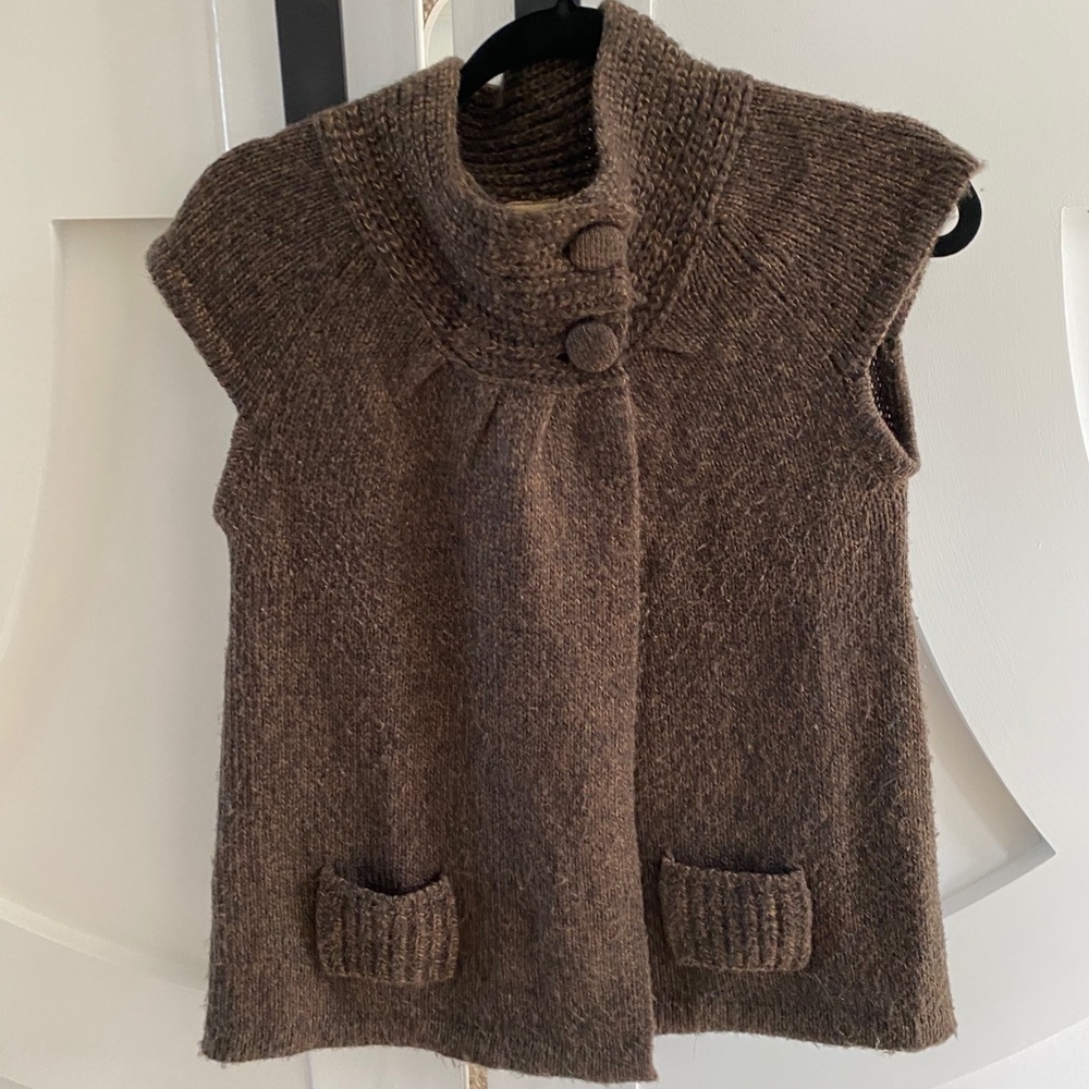 Brown Cap-Sleeve Sweater